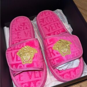 Versace Pink and Gold Women's Slippers